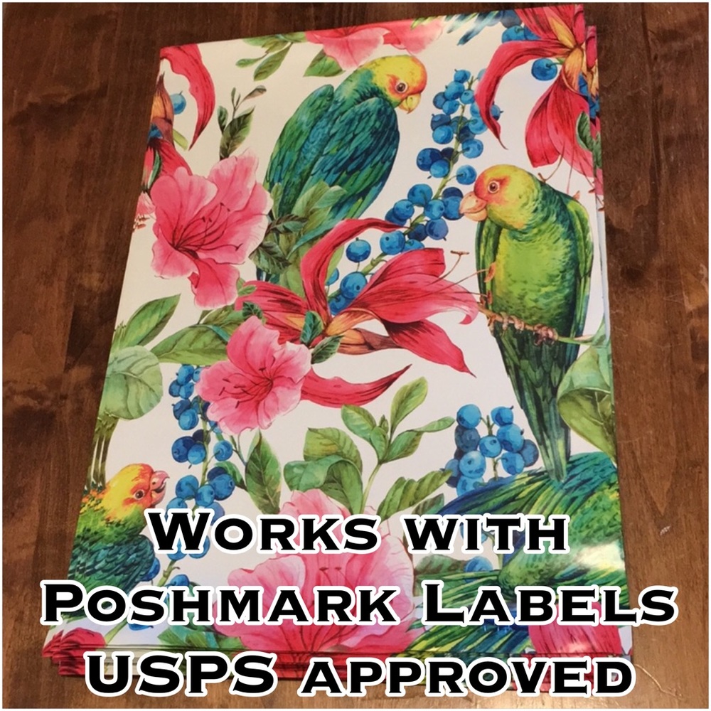50 10X13 Tropical Bird Poly Mailers - Picture 1 of 4